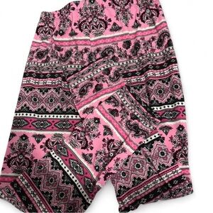 Source Unknown Pink and Black Patterned Kids Leggings (Size: no tag kids 14/16)
